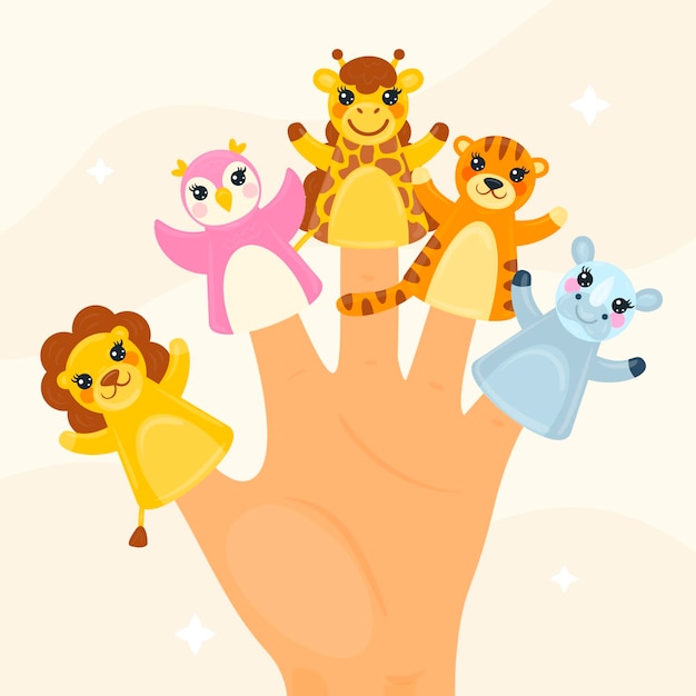 Free Vector | Pack of hand drawn adorable finger puppets