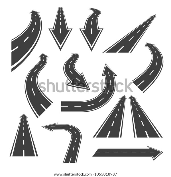 Arrow Road Set Road Arrows White Stock Illustration 1055018987