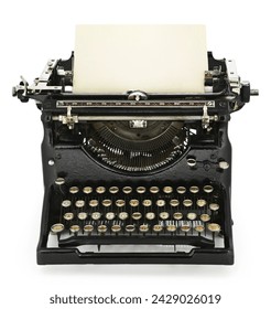 Old typewriter with a blank sheet of paper.