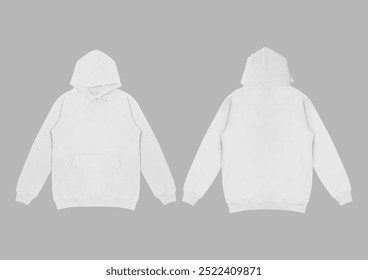 Sudadera con capucha blanca plana en blanco de Plantilla. Sudadera con capucha y maqueta plana de manga larga. Delantero con capucha