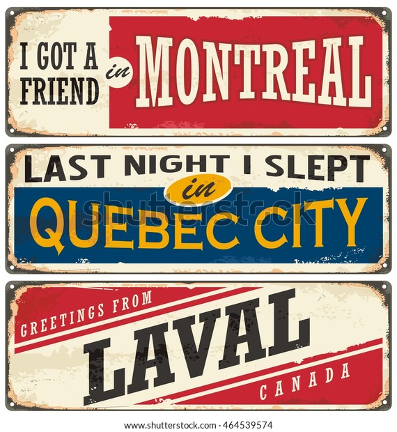 Canada Cities Vintage Metal Signs Collection Stock Vector (Royalty Free ...