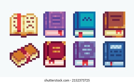 Different Books Pixel Art Set Fantasy Stock Vector (Royalty Free ...