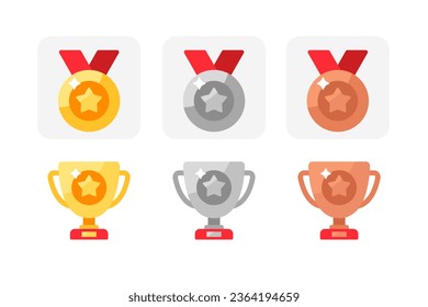 Set of Star Medal and Trophy icons