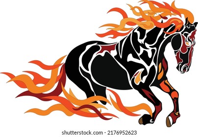 Vector Black Fire Horse Isolated White Stock Vector (Royalty Free ...