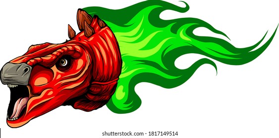 Vector Cartoon Dragon Head Isolated On Stock Vector (Royalty Free ...