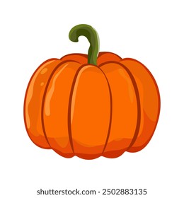 Vegetable pumpkin. Vector. Autumn pumpkin symbol for Halloween or Thanksgiving. Flat design. Orange pumpkin silhouette on white background. 