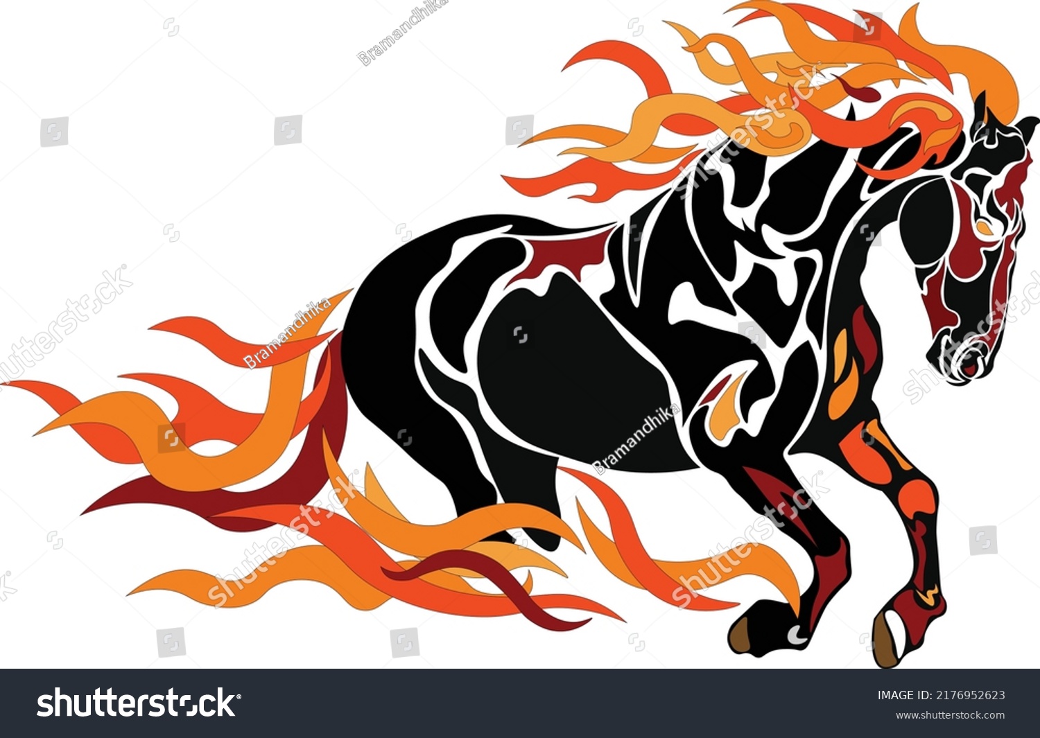 Vector Black Fire Horse Isolated White Stock Vector (Royalty Free ...