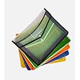 Amazon Brand - Solimo Transparent File Folder Set with Button Lock for A4 Size Documents (Pack of 5) (Multi-Colour)