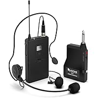 FIFINE Wireless Microphone System, Wireless Microphone Set with Headset/Lavalier Lapel Mics, Beltpack Transmitter/Receiver,Id