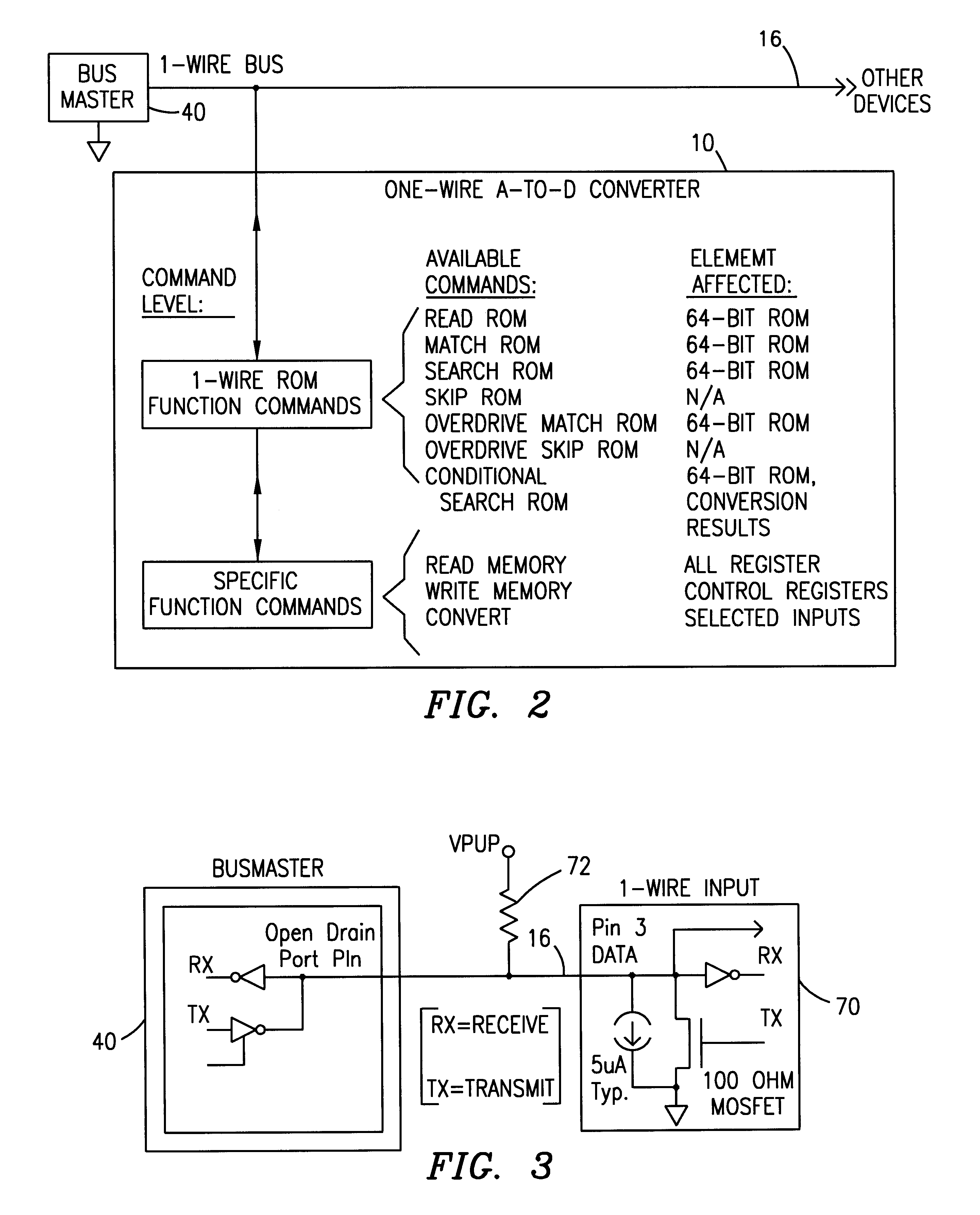 One-wire device with A-to-D converter