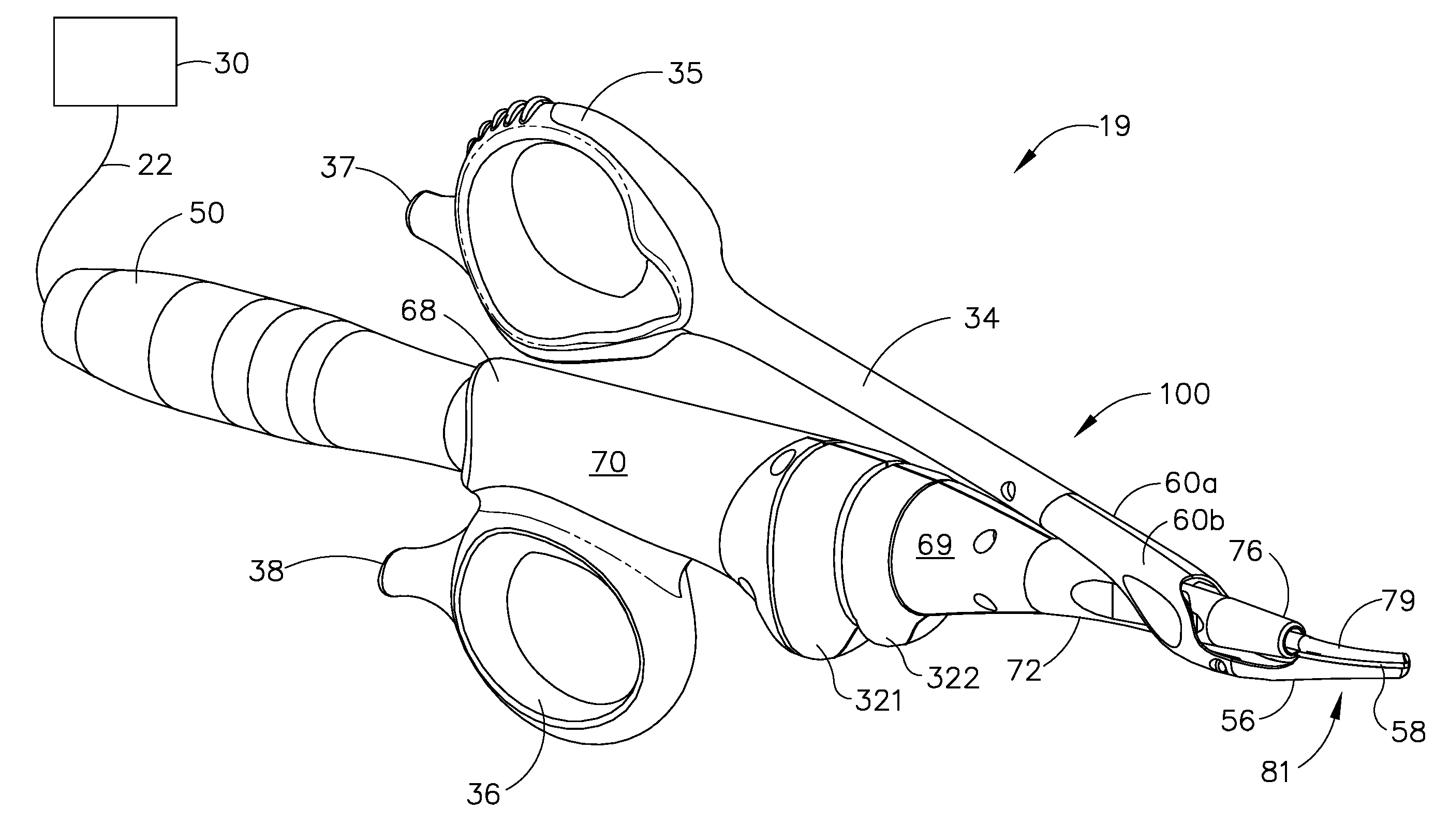 Ultrasonic device for cutting and coagulating