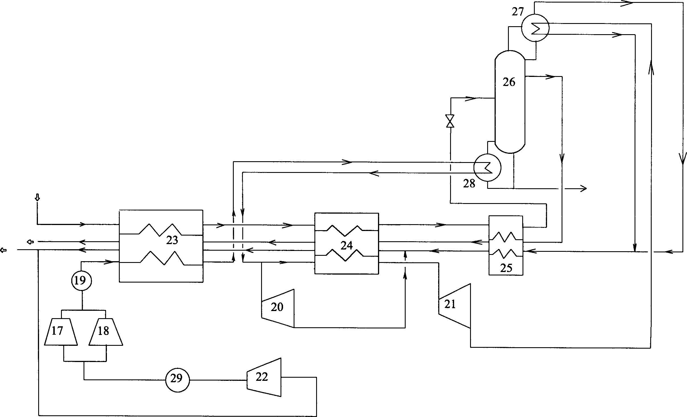 Air-contained coal gas gasification and separation process and equipment