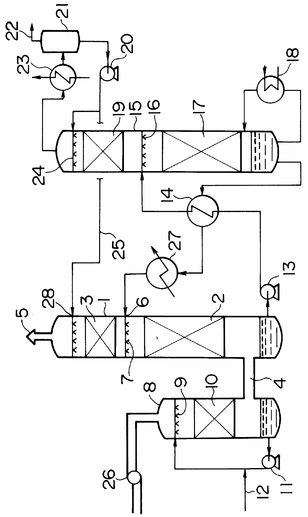 Method for removing carbon dioxide from combustion exhaust gas