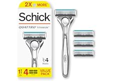 Schick Quattro Titanium Razor, 1 Razor Handle and 4 Cartridges | Shaving Razors for Men, 4 Blade Mens Razors for Shaving, Raz