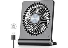 Koonie USB Fan, Strong Wind Ultra Quiet Small Desk Fan 220° Tilt Folding 3 Speeds Adjustable USB-C Powered Personal Fan for H