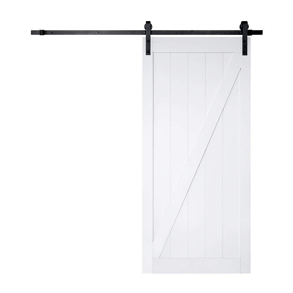 Buy TENONER Sliding Barn Door, 36in x 84in, White Z Frame, with Barn ...