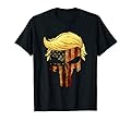 Skull with iconic Trump Hair president Flag America Tshirt