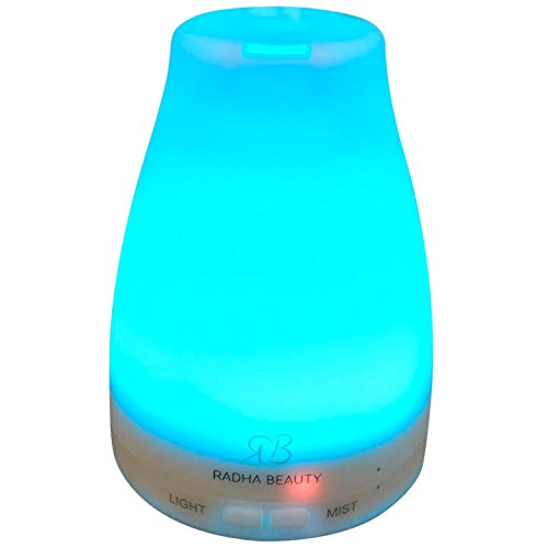 Radha Beauty Essential Oil Diffuser 7 colors - 120 ml Cool Mist Aroma Humidifier for Aromatherapy with changing Colored LED Lights, Portable, Waterless Auto Shut-off and Adjustable Mist mode