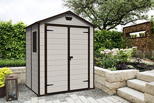 keter manor outdoor plastic garden storage shed, 6 x 5