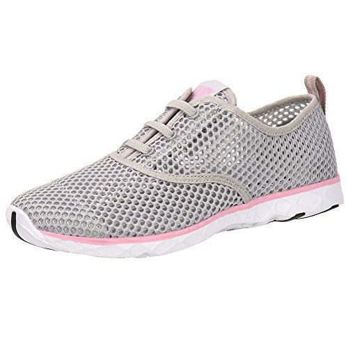 Aleader Women's Quick Drying Aqua Water Shoes Light Gray/Pink 9 D(M) US