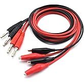 SDTC Tech Banana Plug to Alligator Clip Test Leads 1m Length Crocodile Clip Wire Cable Set (2 Red + 2 Black)