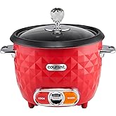 Courant 10-Cup (Cooked) / 5-Cup Uncooked Rice Cooker and Steamer with One-Touch Operation, Automatic Keep Warm Function, red