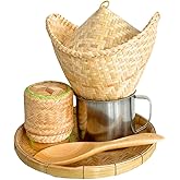 6-Piece Mini Sticky Rice Steamer Set - Bamboo Basket & Thai Rice Cooker, Portable for Camping