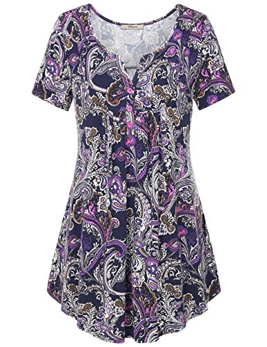 Women Shirts and Blouses,Bebonnie Women's Henley V Neck Blouse Office Work Business Shirts Violet XXXL