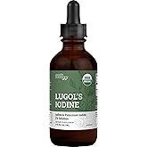 Organic Lugol's Iodine, Iodine and Potassium Iodide 2% Solution 3000 mcg - Liquid Supplement Drops for Thyroid Support for Wo