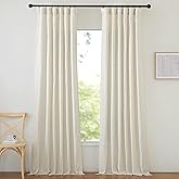 NICETOWN Natural Linen Curtains & Drapes 96 inches Long 2 Panels Set, Rod Pocket/Back Tab/Hook Belt Privacy with Light Filter