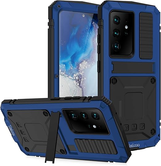 Amazon Com Simicoo Samsung S21 5g Bumper Silicone Case Military Shockproof Heavy Duty Rugged Case Built In Screen Protector Stand Cover For Samsung S21 5g Blue S21