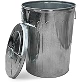 Outdoor Metal Trash Can with Lid, Galvanized Steel Outside Garbage Can, 20 Gallon