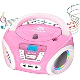 KLIM Candy Kids Portable CD Player for Kids - New Version 2024 - FM Radio - Batteries Included - CD Boombox for Kids - Cute P