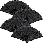 4 Pieces Handheld Folding Fan Chinese Fan Oriental Cloth Fabric Fan for Dancing, Party, Wedding Gifts, DIY Decoration, Home D