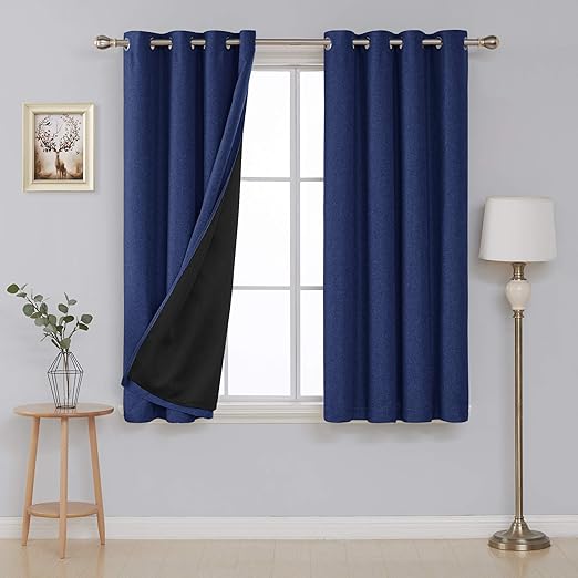 navy blue curtains for bedroom