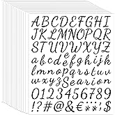 16 Sheets Vinyl Letters Numbers Kit,Self Adhesive Cursive Alphabet Letter Sticker, DIY Number Letter Decal Script Pantry Labe