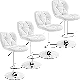 Yaheetech Bar Stools Set of 4, Adjustable PU Leather Swivel Barstools, Modern Counter Stools with Back and Footrest, Counter 