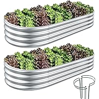 COATTOA Galvanized Raised Garden Bed, Raised Garden Boxes, 2 Pcs 6×3×1ft Outdoor Galvanized Planter Box, Garden Stock Tank Ou