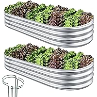 COATTOA Raised Garden Bed, 2 Pcs 7×3×1ft Outdoor Galvanized Planter Boxes, Galvanized Garden Beds Outdoor with Metal Plant St