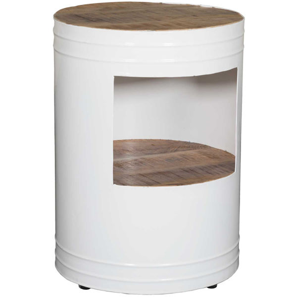 Picture of White Wood Round Stool with Storage