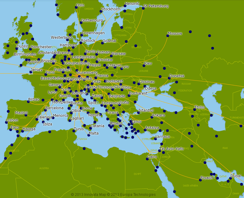 Lufthansa Route Map