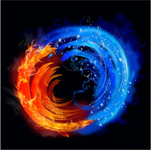 Swirling fire and water 