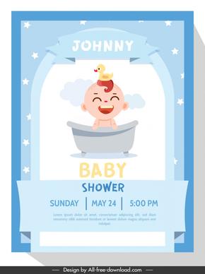 baby shower invitation card template cute bathing baby stars