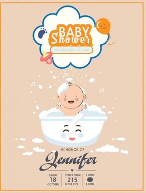 baby shower poster washing kid icon cute design