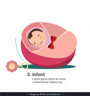 childhood design elements cute baby sleeping