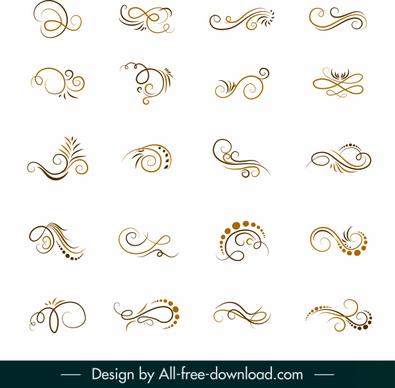 decor elements collection swirled shapes sketch