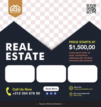 real estate banner template contrast checkered geometry