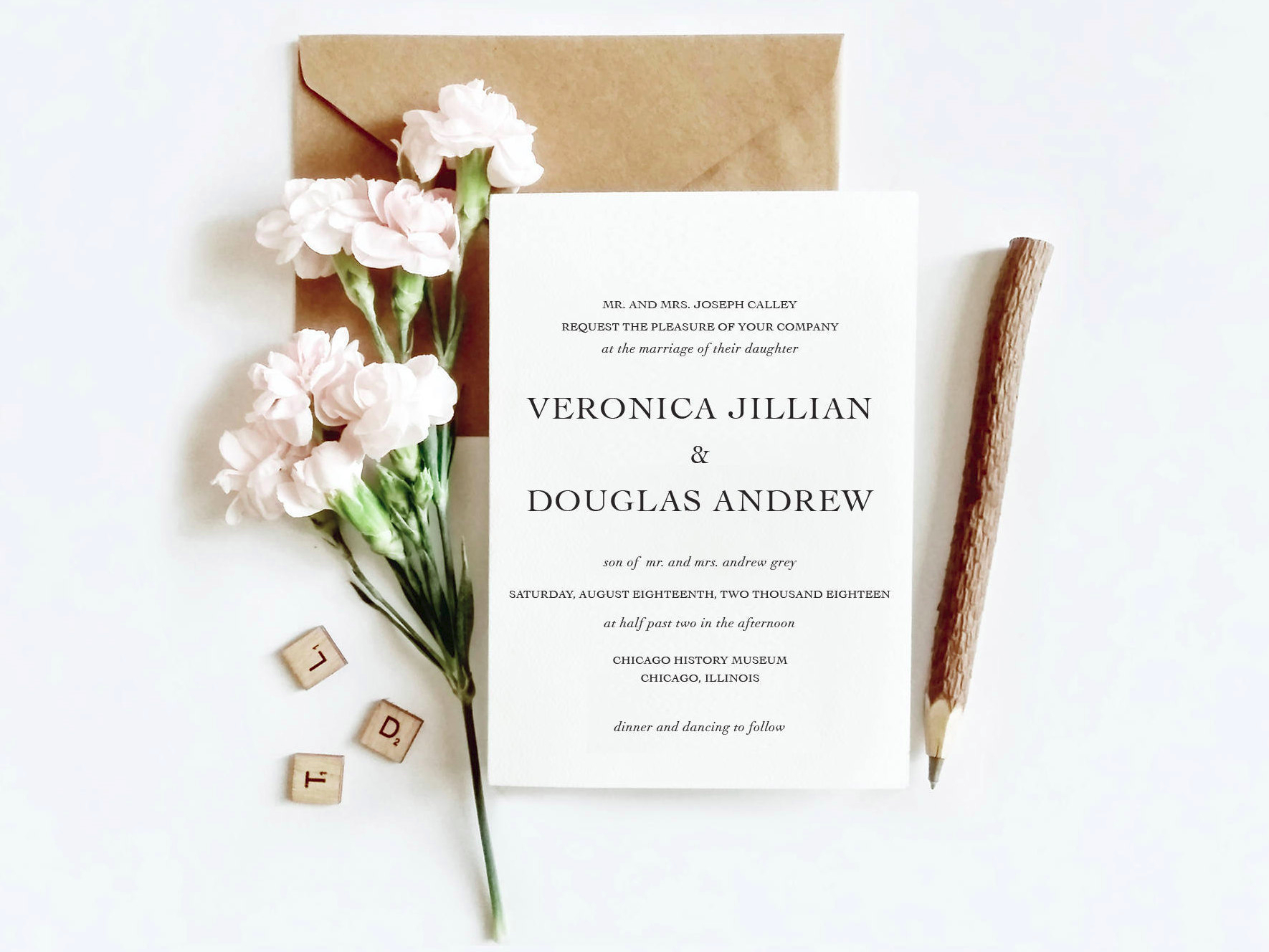 Simple Minimalist Wedding Invitation