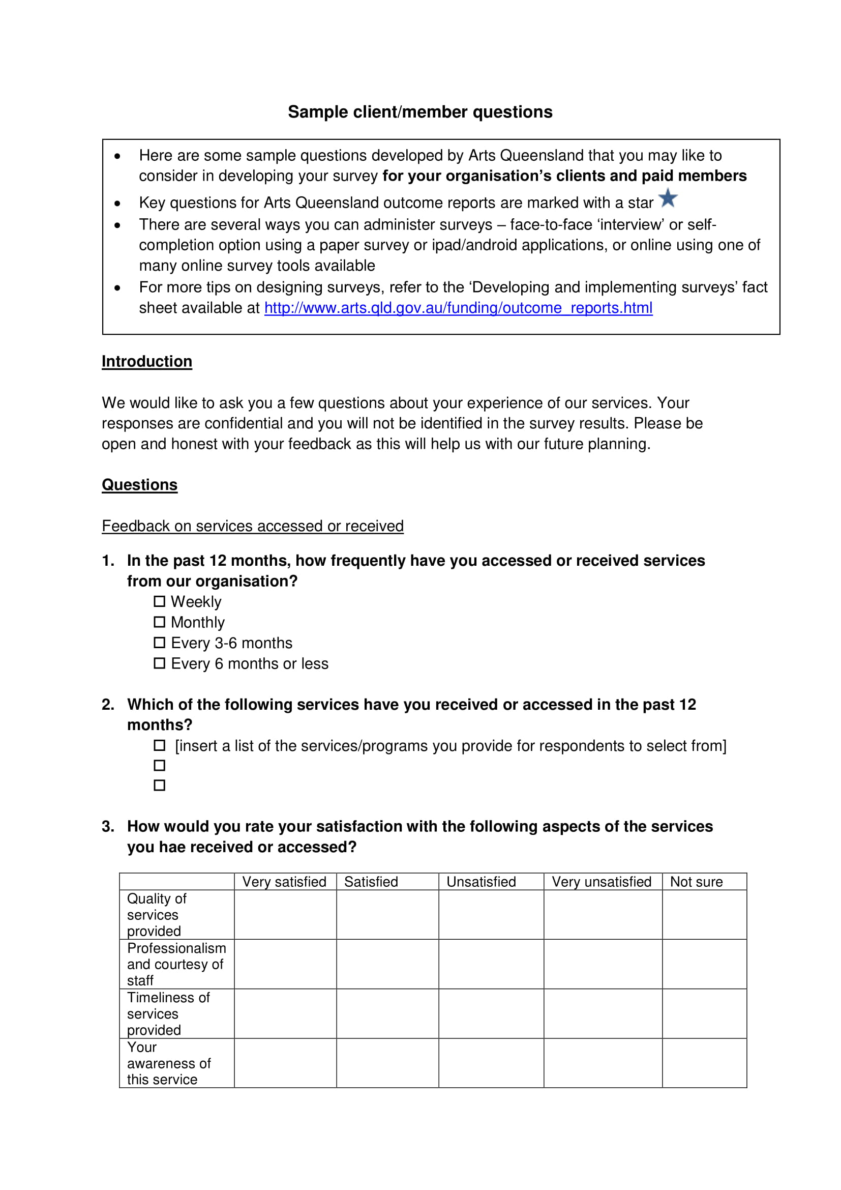 Sample Survey Questionnaire Format