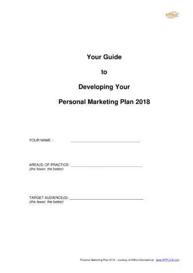 Personal Marketing Plan Guidelines and Example